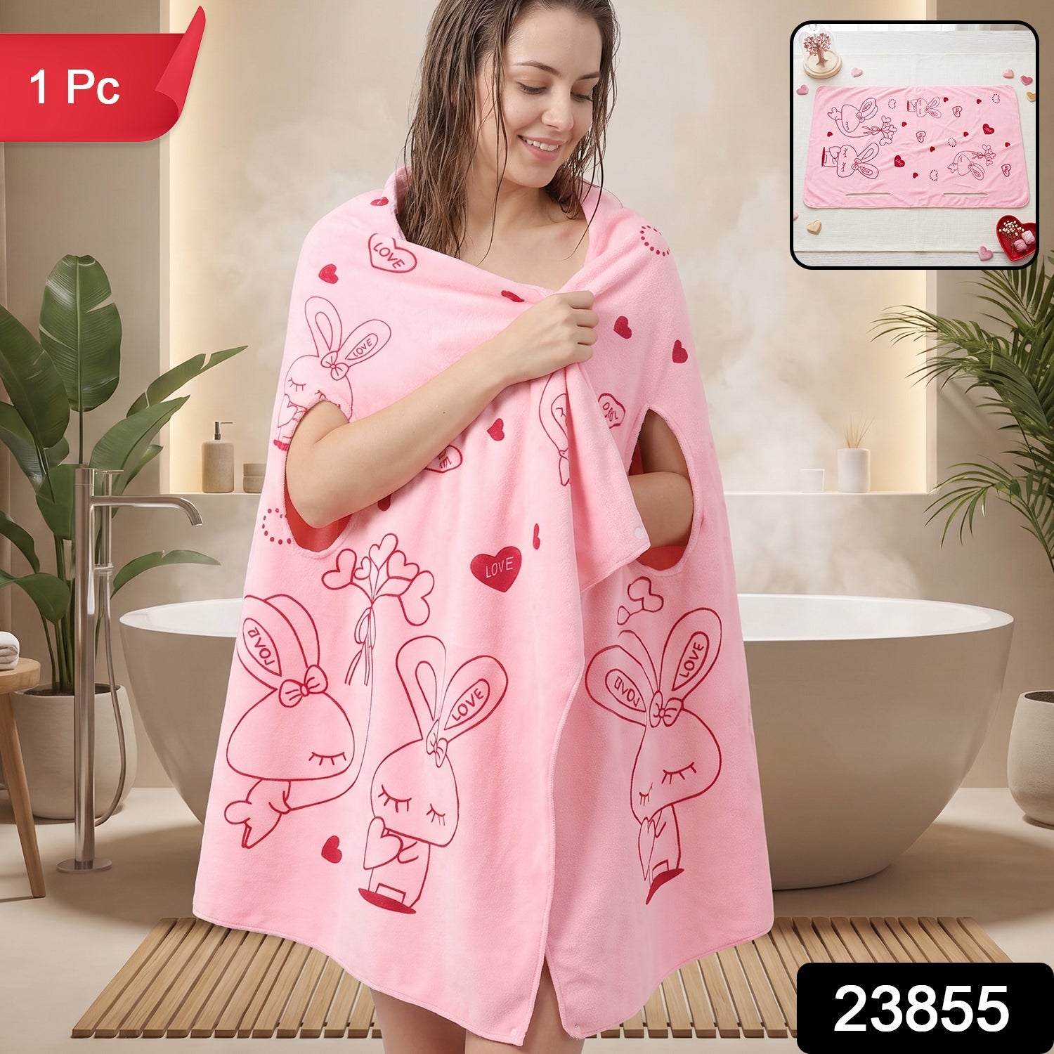 Wearable bath towel wrap for women with soft quick dry fabric