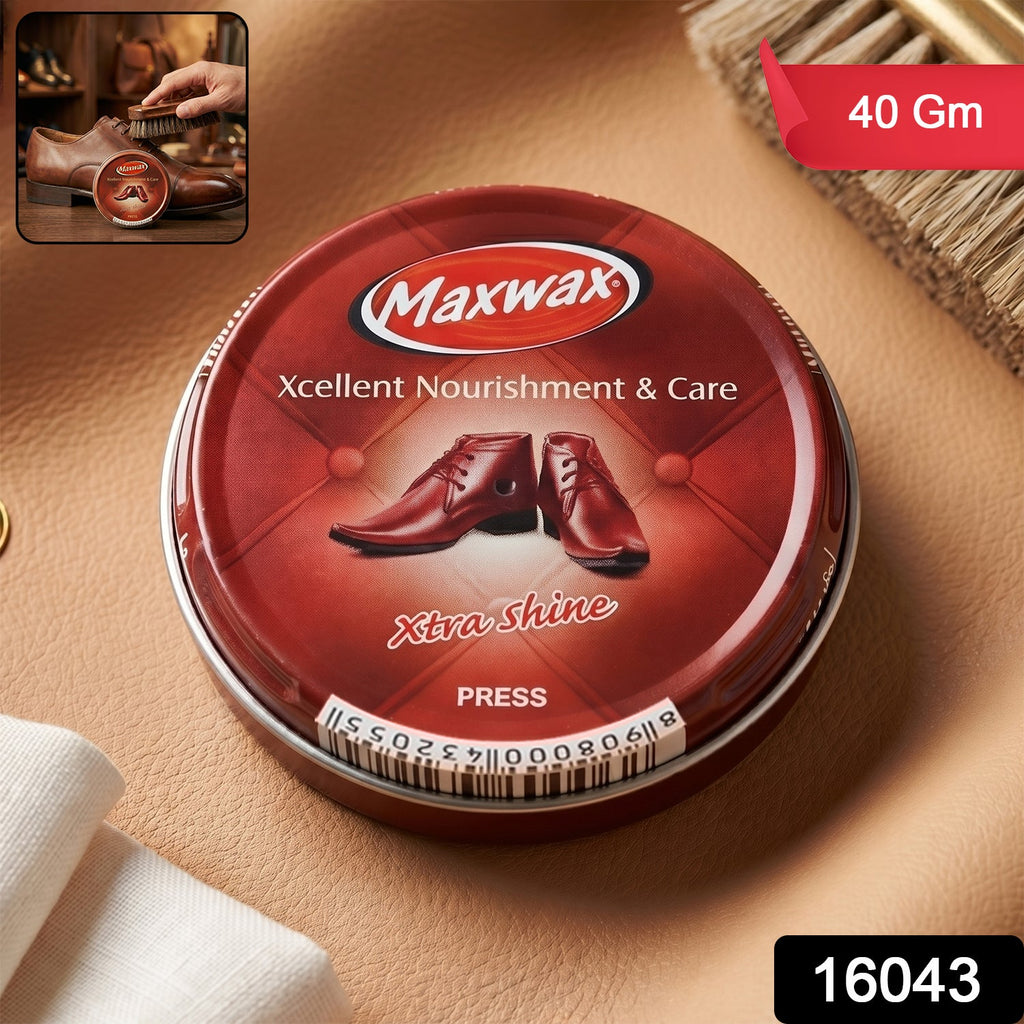 Maxwax brown shoe polish cream, perfect for nourishing and shining leather footwear.