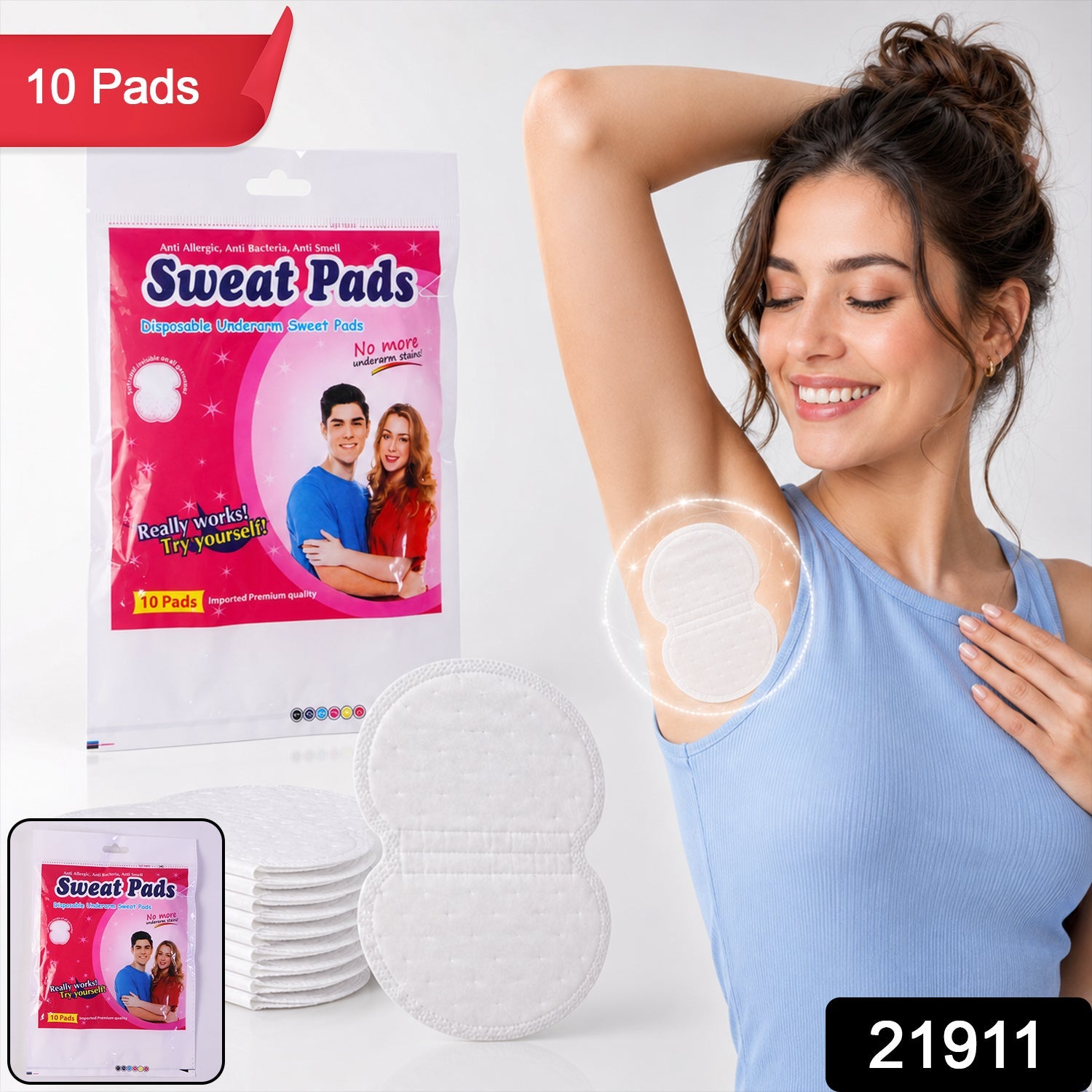 Close-up of adhesive side of sweat pad for easy application