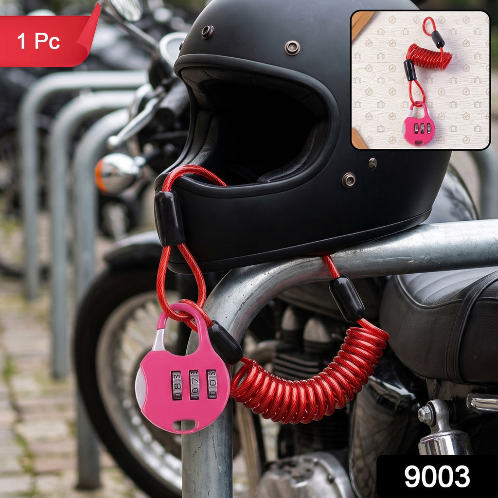 Helmet lock coiled wire travel