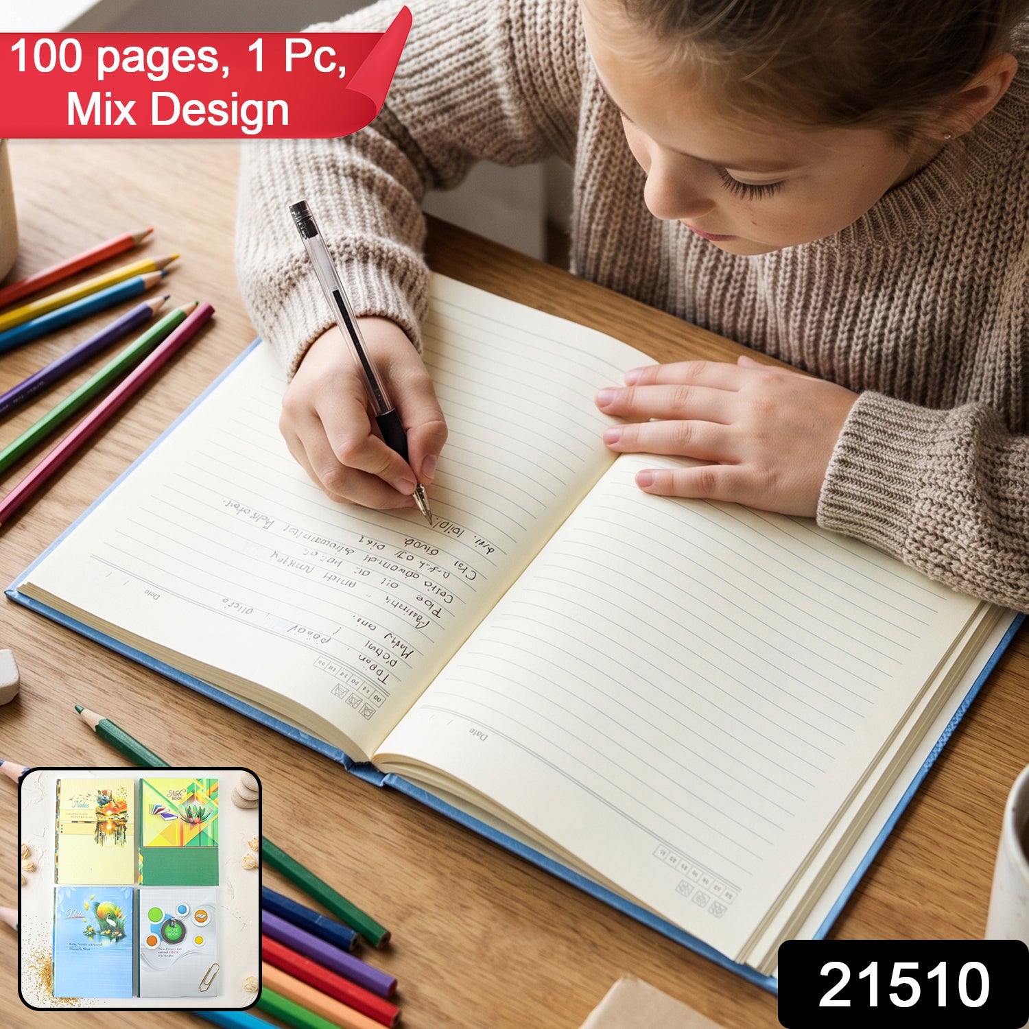 Hardbound Ruled Diary – Durable 100-Page Notebook 240x180mm