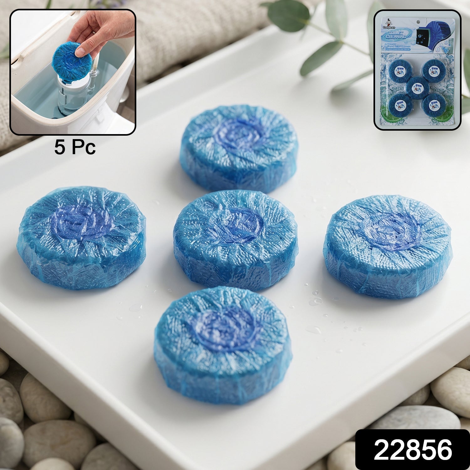 Set of 5 toilet cleaner tablets for automatic cistern cleaning