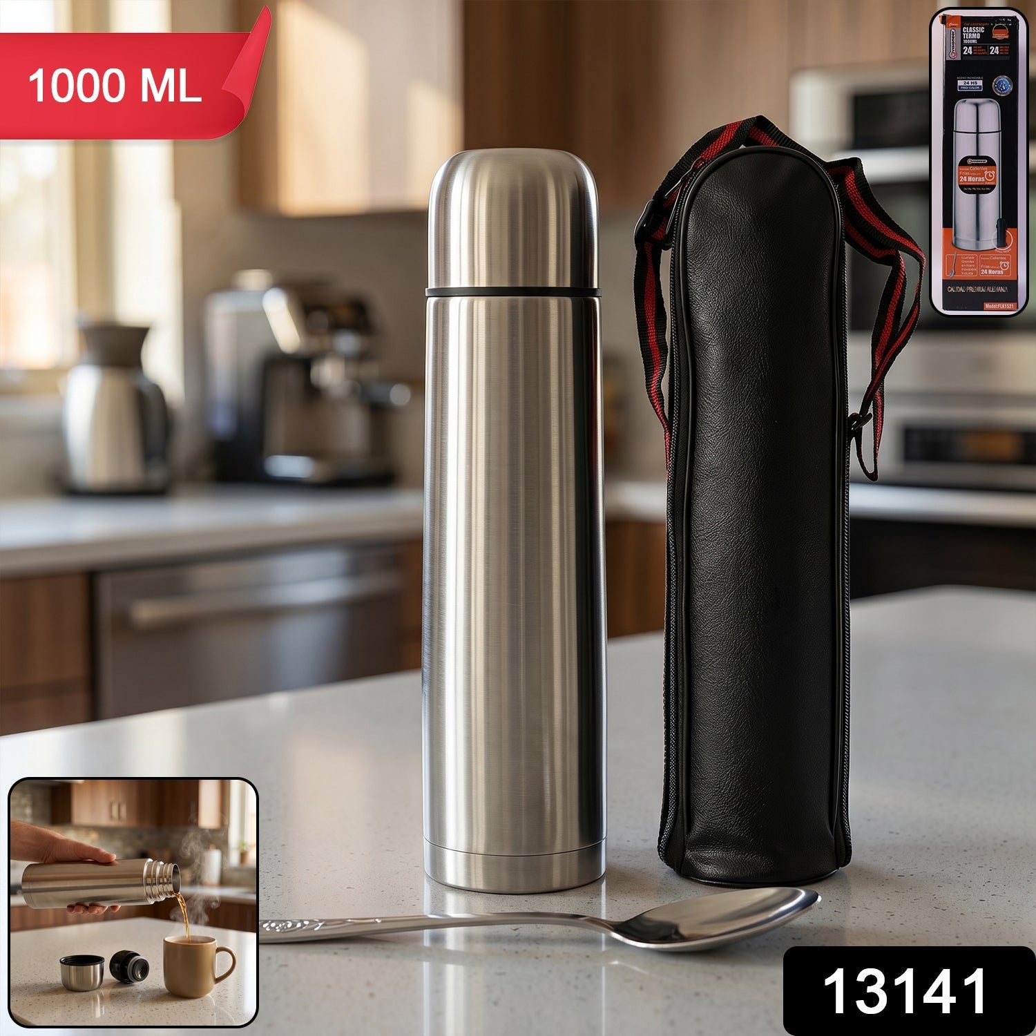 Insulated thermos bottle made of stainless steel for hot & cold drinks
