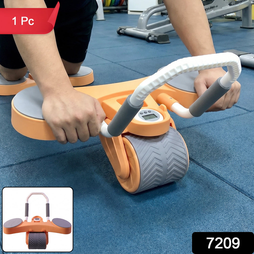 Ab roller wheel with auto rebound spring for core and abs workout