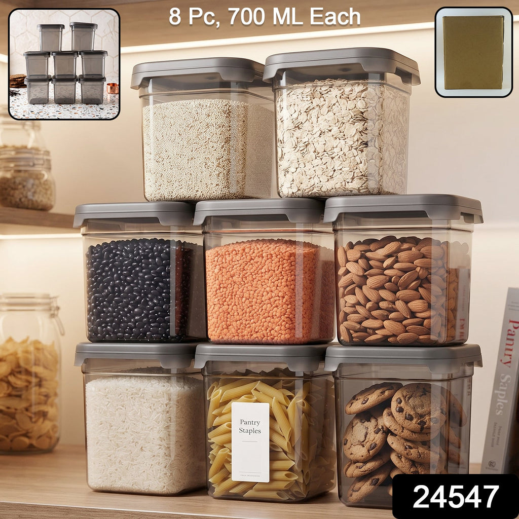 Set of 8 airtight 700ml containers for kitchen and pantry storage