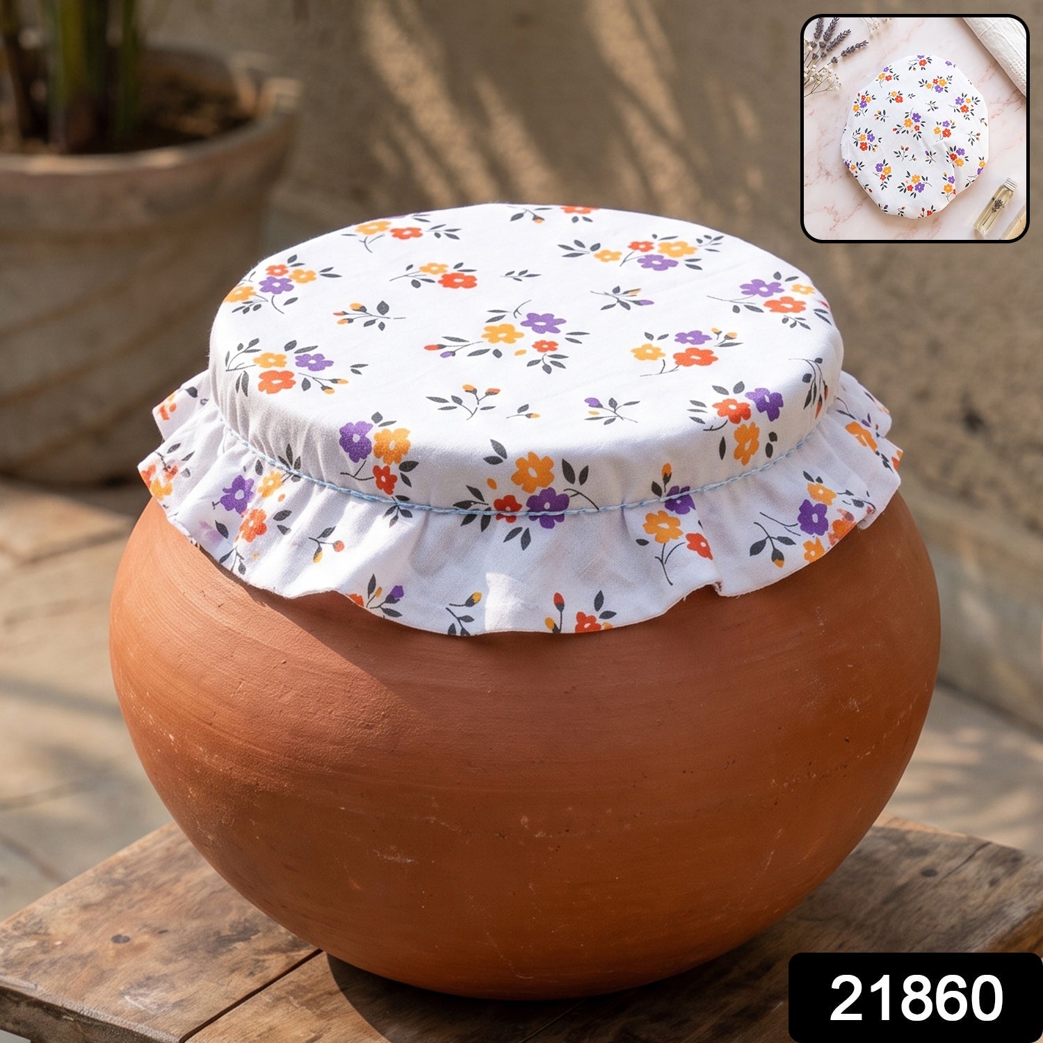 Cotton Matka Cover – Elasticated, Dust & Insect Protection