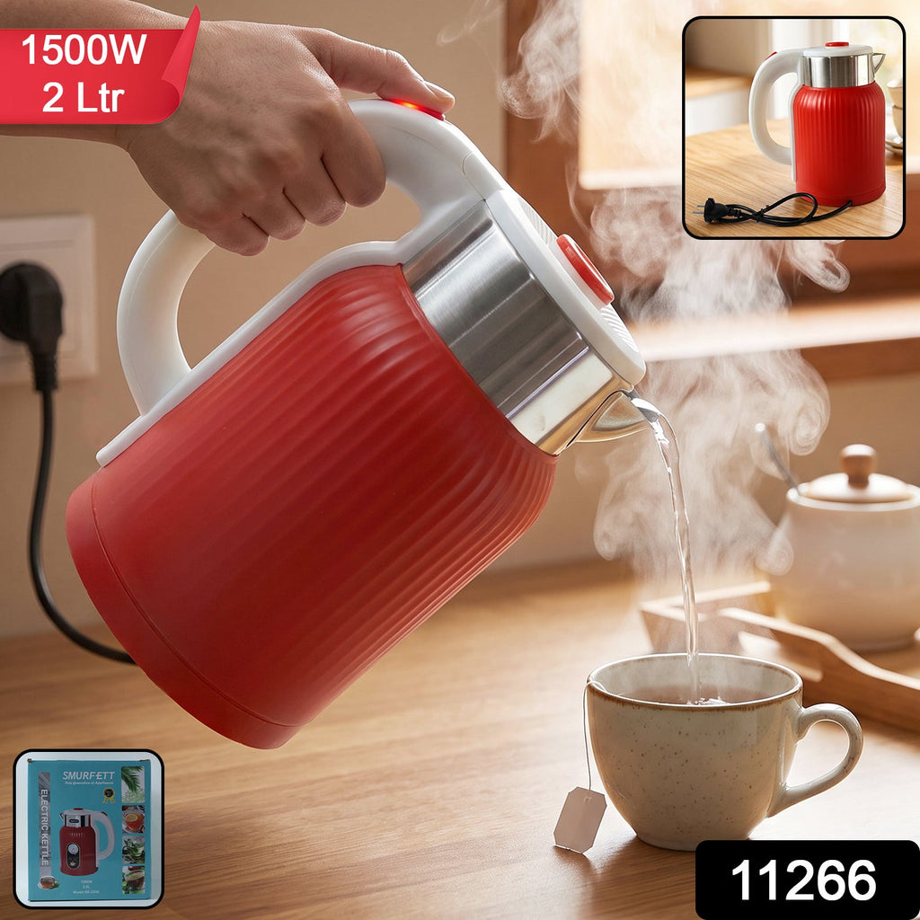 2 litre red electric kettle with 1500W fast boiling