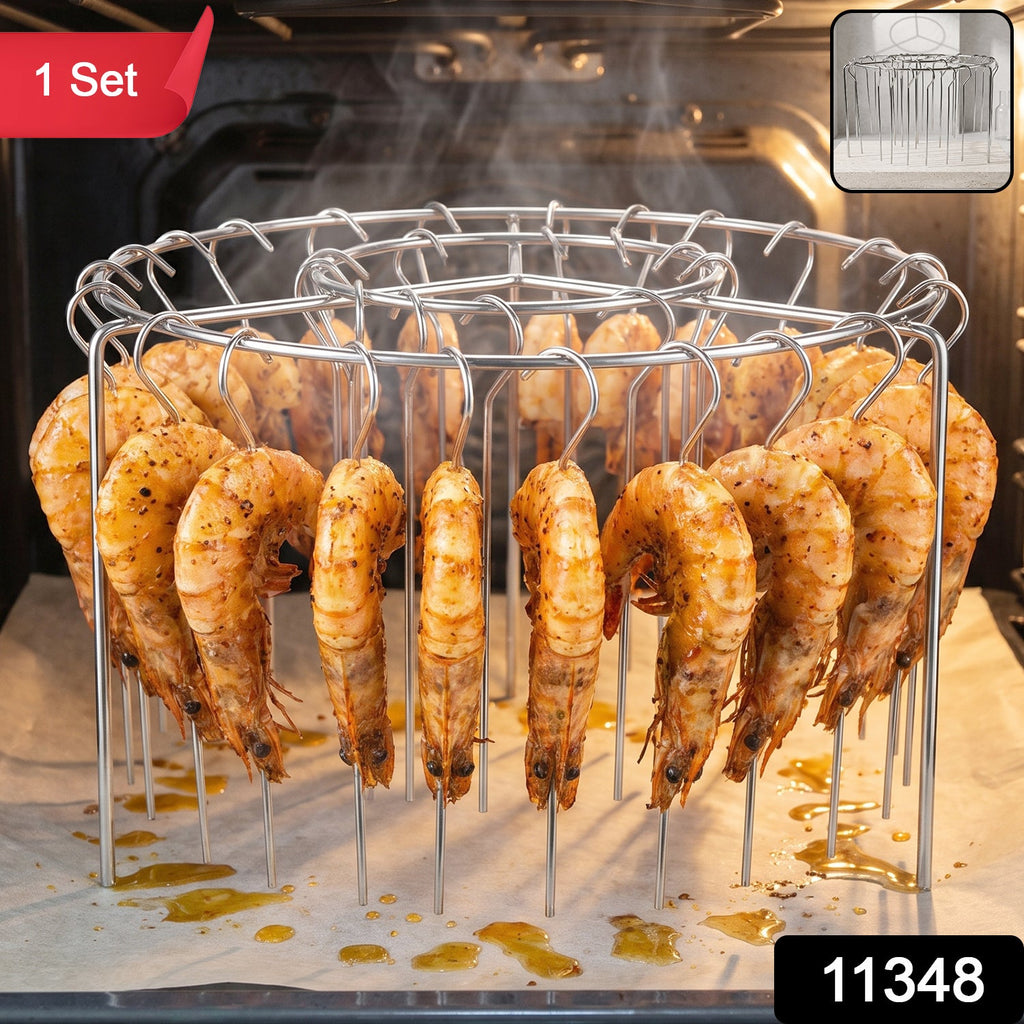 Stainless steel skewer rack for air fryers and grilling