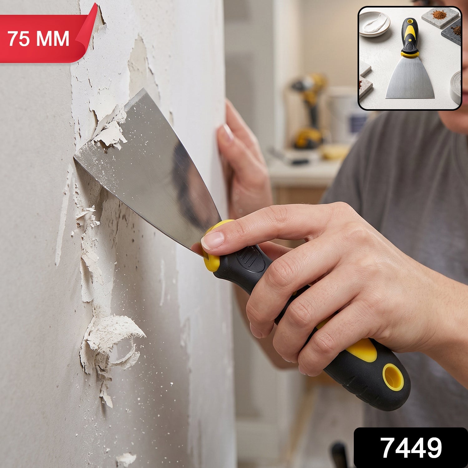 Wall putty scraper ergonomic handle