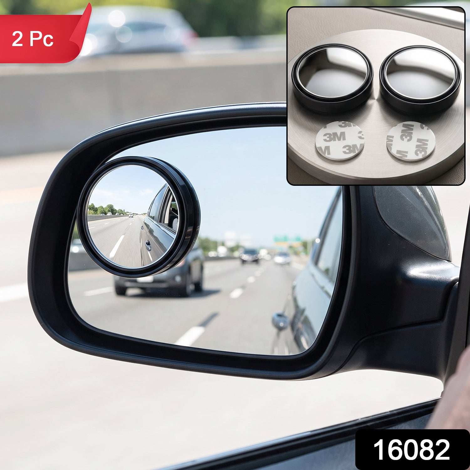 Round Blind Spot Mirror Wide Angle Rear View for Car 360 Degree (2 Pc Set)
