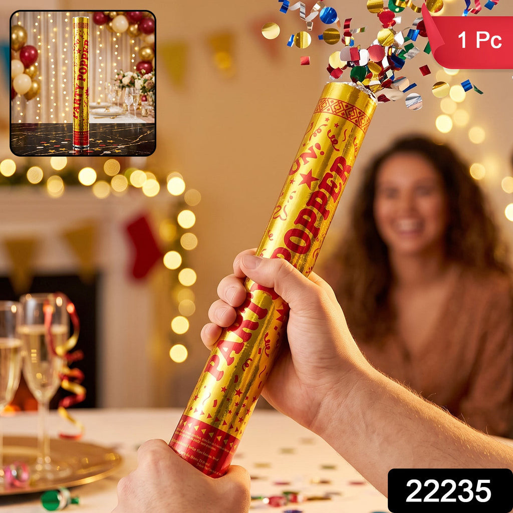 Golden Party Popper Confetti Cannon Shooter for Birthday and Celebration (1 Pc) view 2