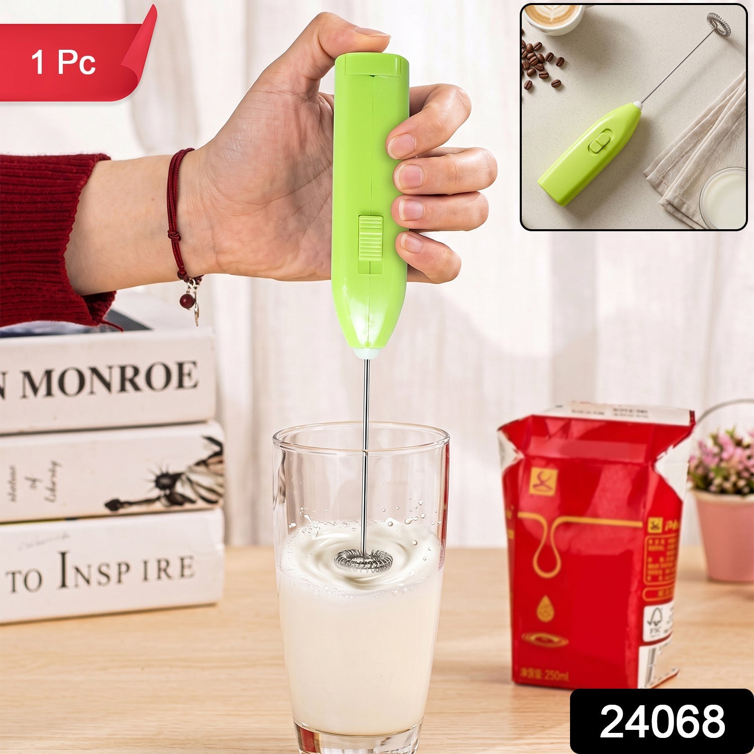 Milk frother mini whisk coffee