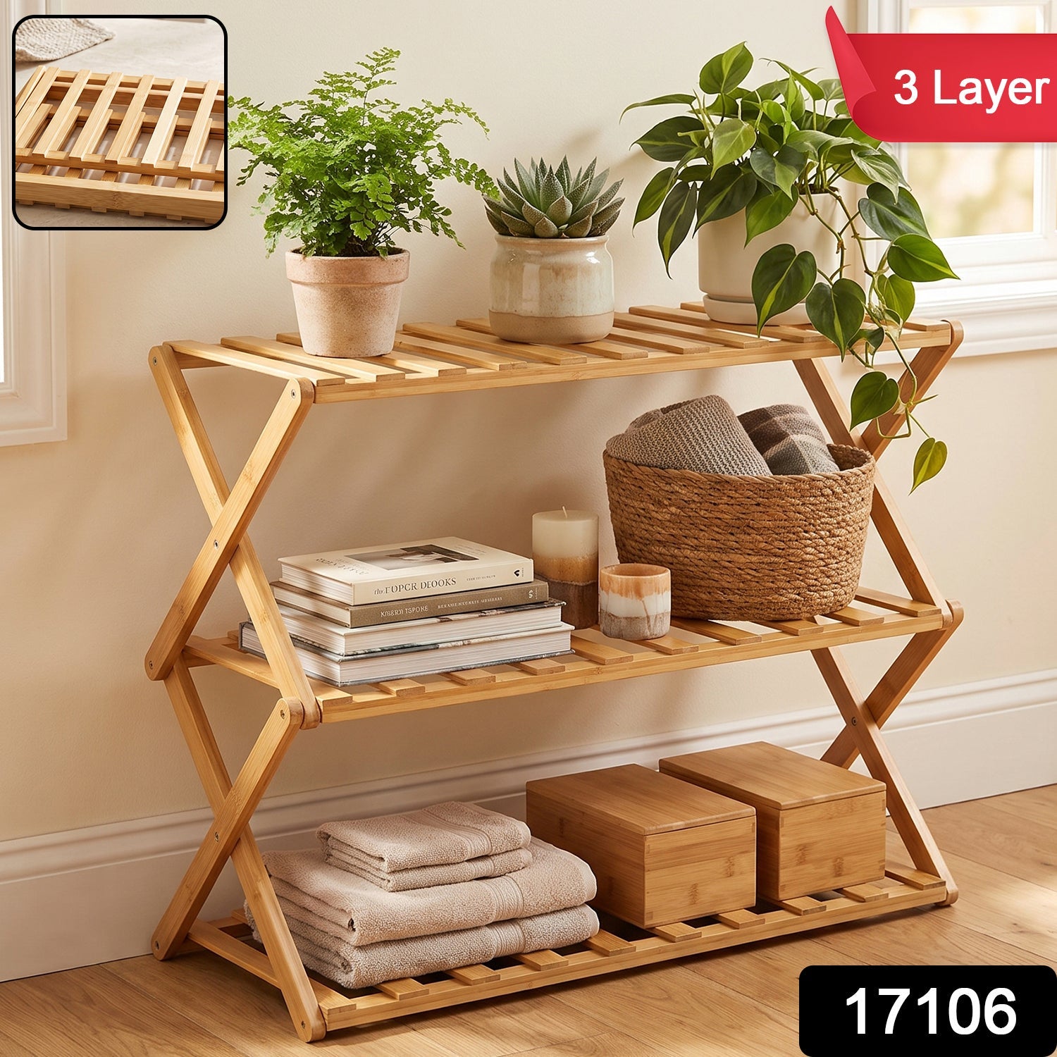 Bamboo storage shelf multi purpose