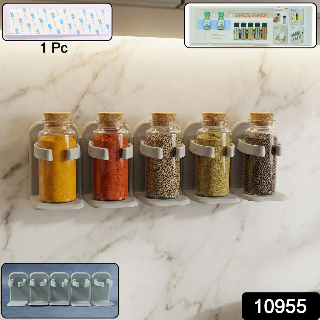 Kitchen spice organizer rack mounted on cabinet door