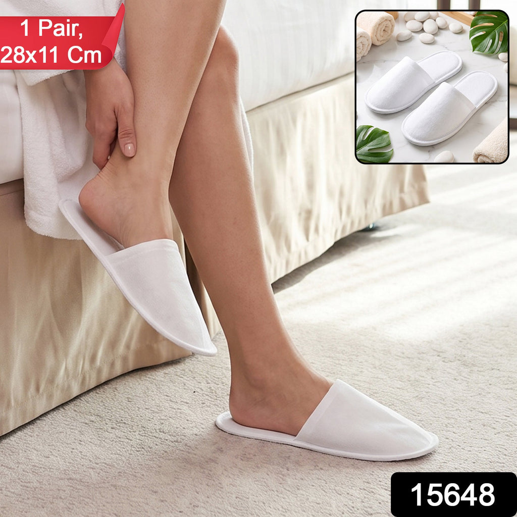 Soft Closed Toe Slippers for Hotel Spa Guest and Home White 28 x 11 cm (1 Pair) view 2