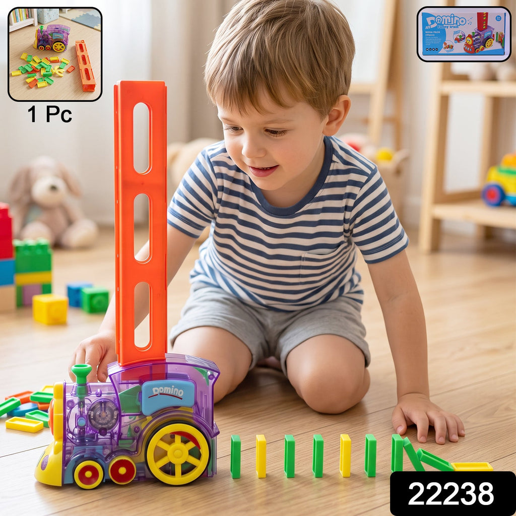 Automatic Domino Laying Train Engine Toy with Light and Music for Kids (1 Pc) view 2