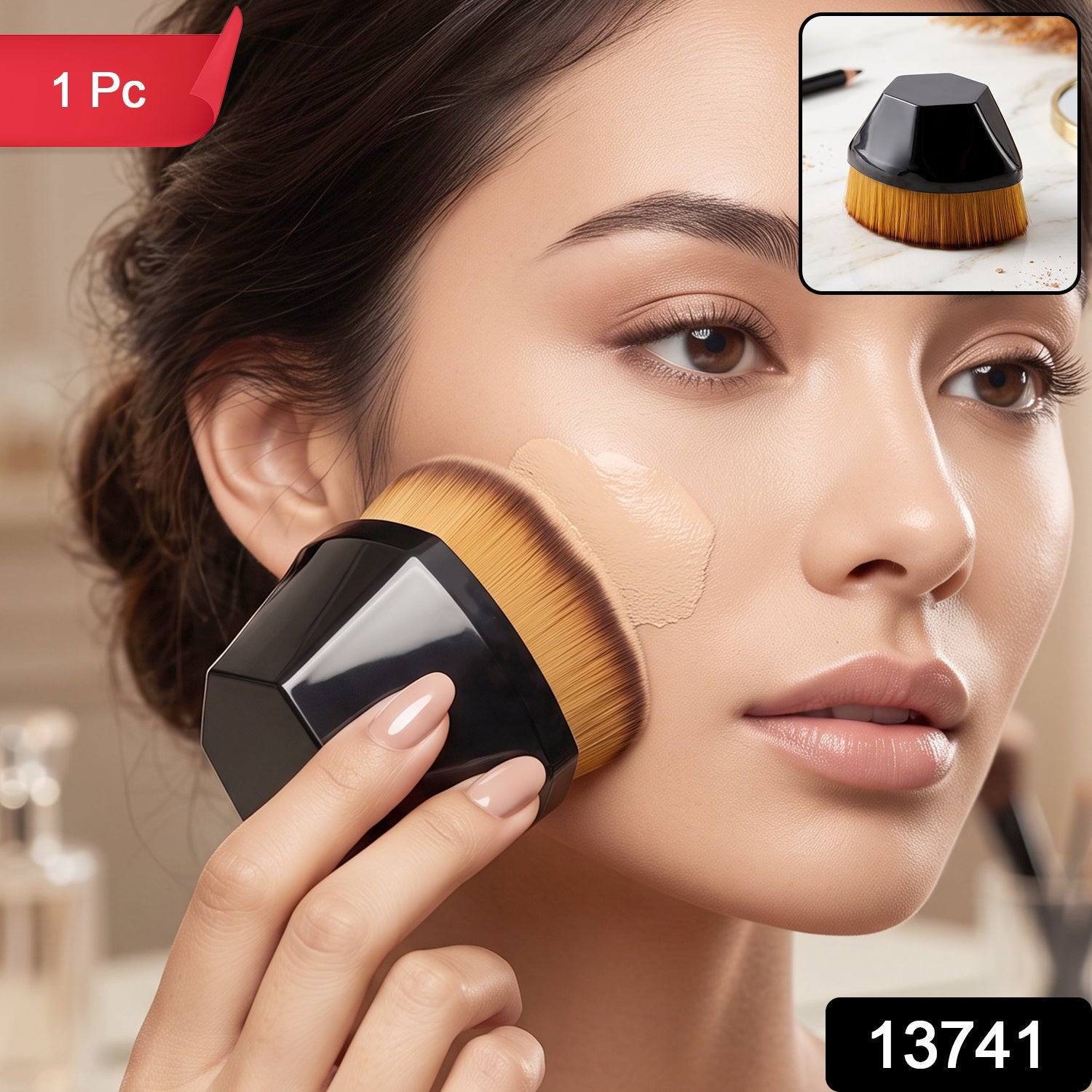 Foundation Makeup Brush – Soft Bristles & Portable Case | BeautyBare (B Grade)