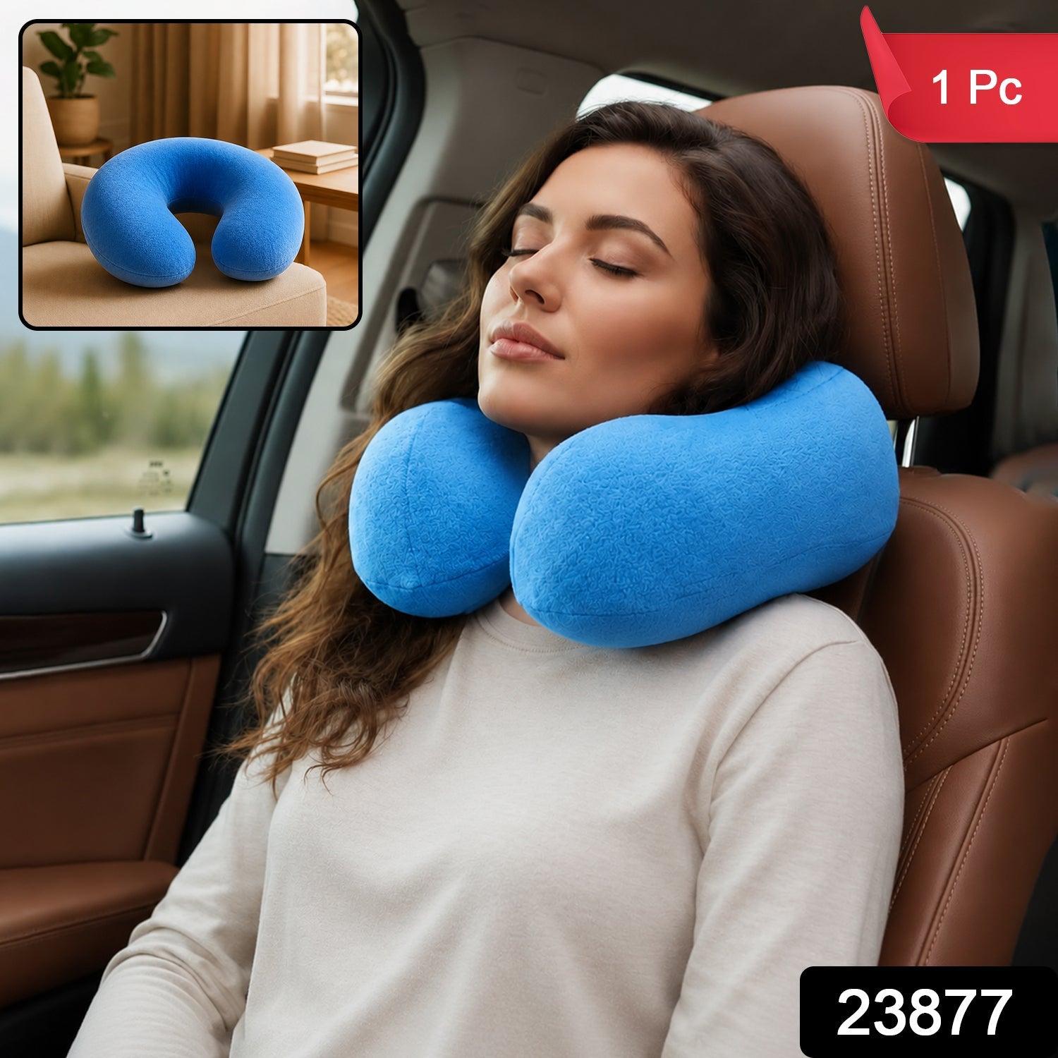 Blue travel pillow head support