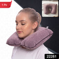 Inflatable U shape velvet neck pillow