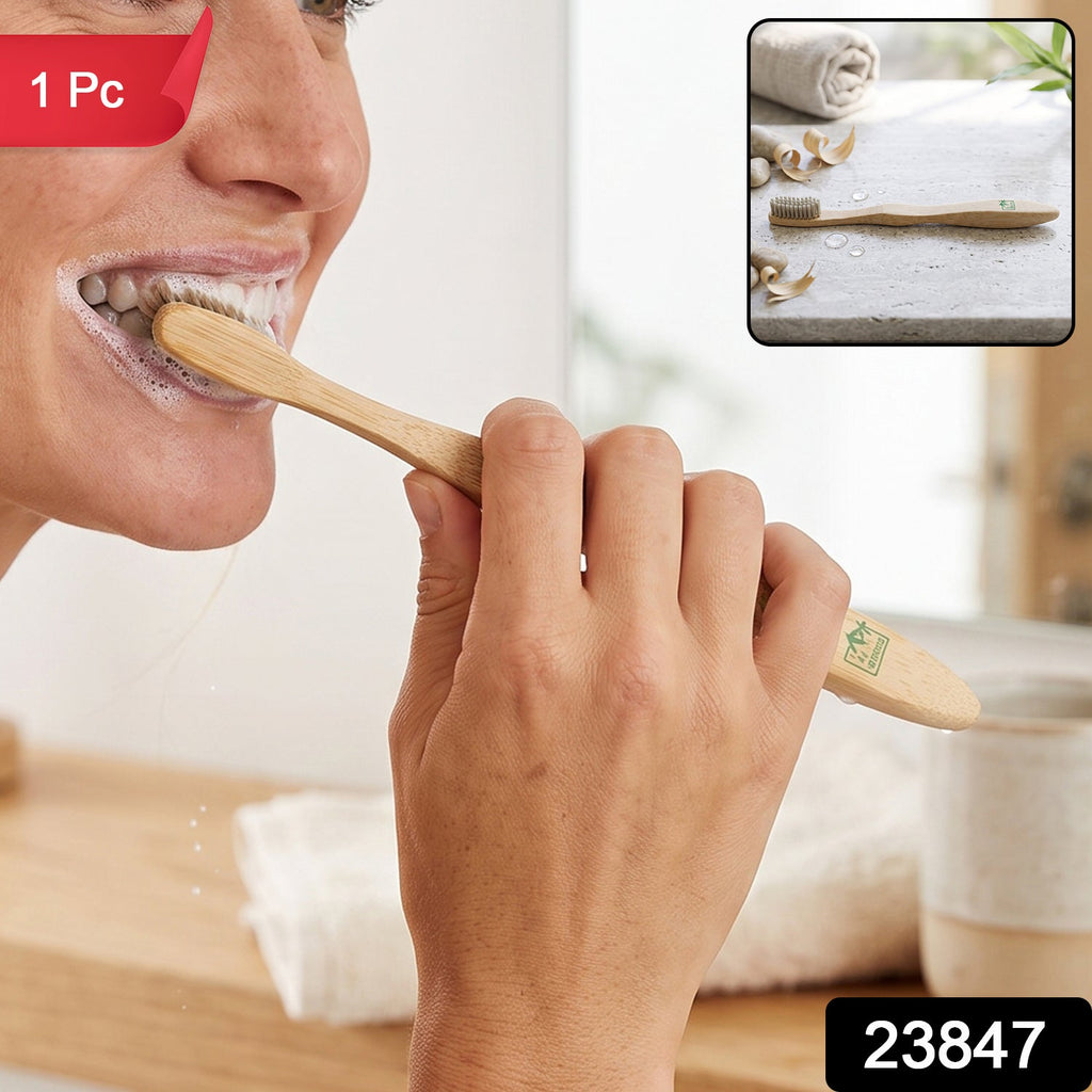 Soft Bristle Bamboo Toothbrush, Eco-Friendly Wooden Toothbrush for Travel (1 Pc)