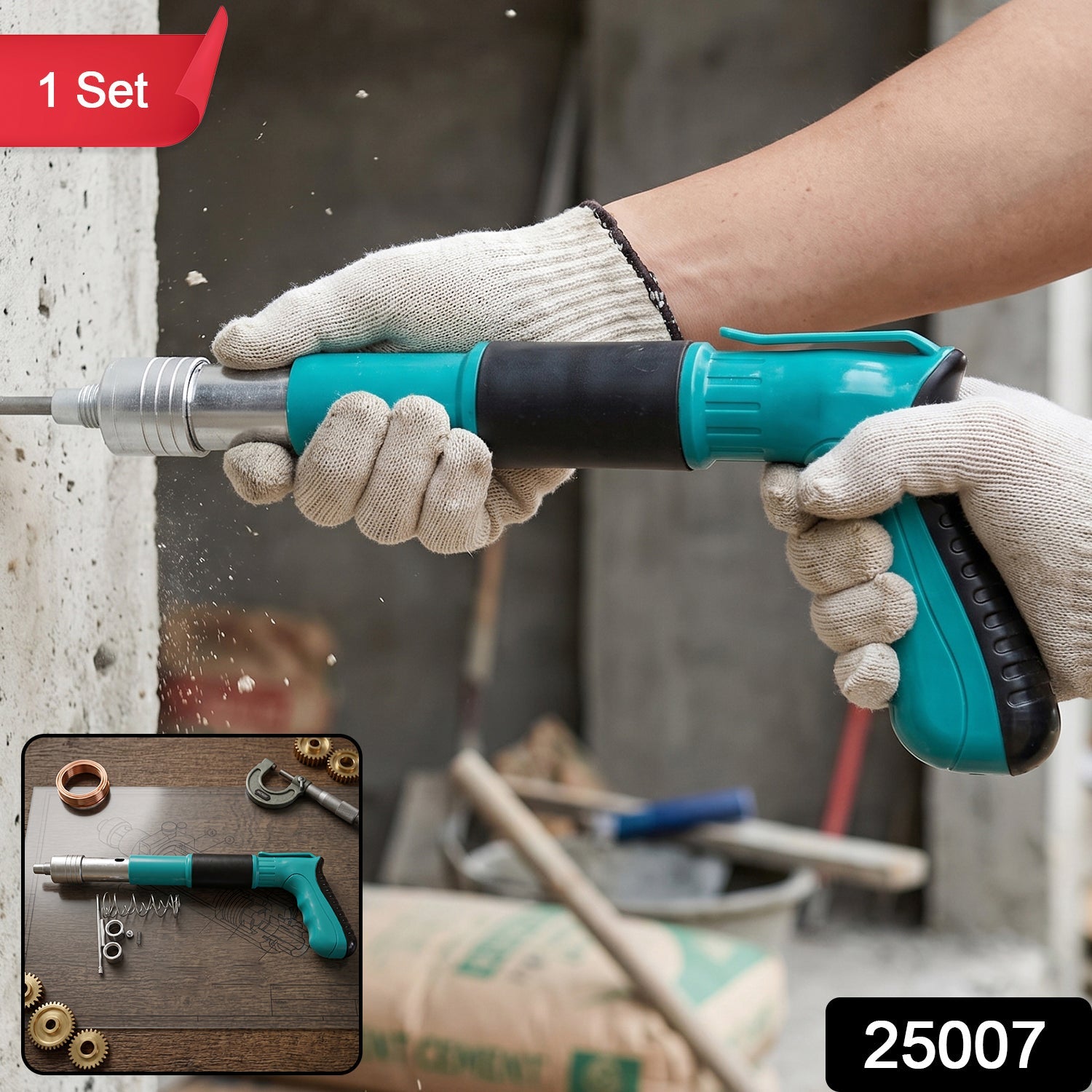 Handheld nail gun for concrete and wooden walls