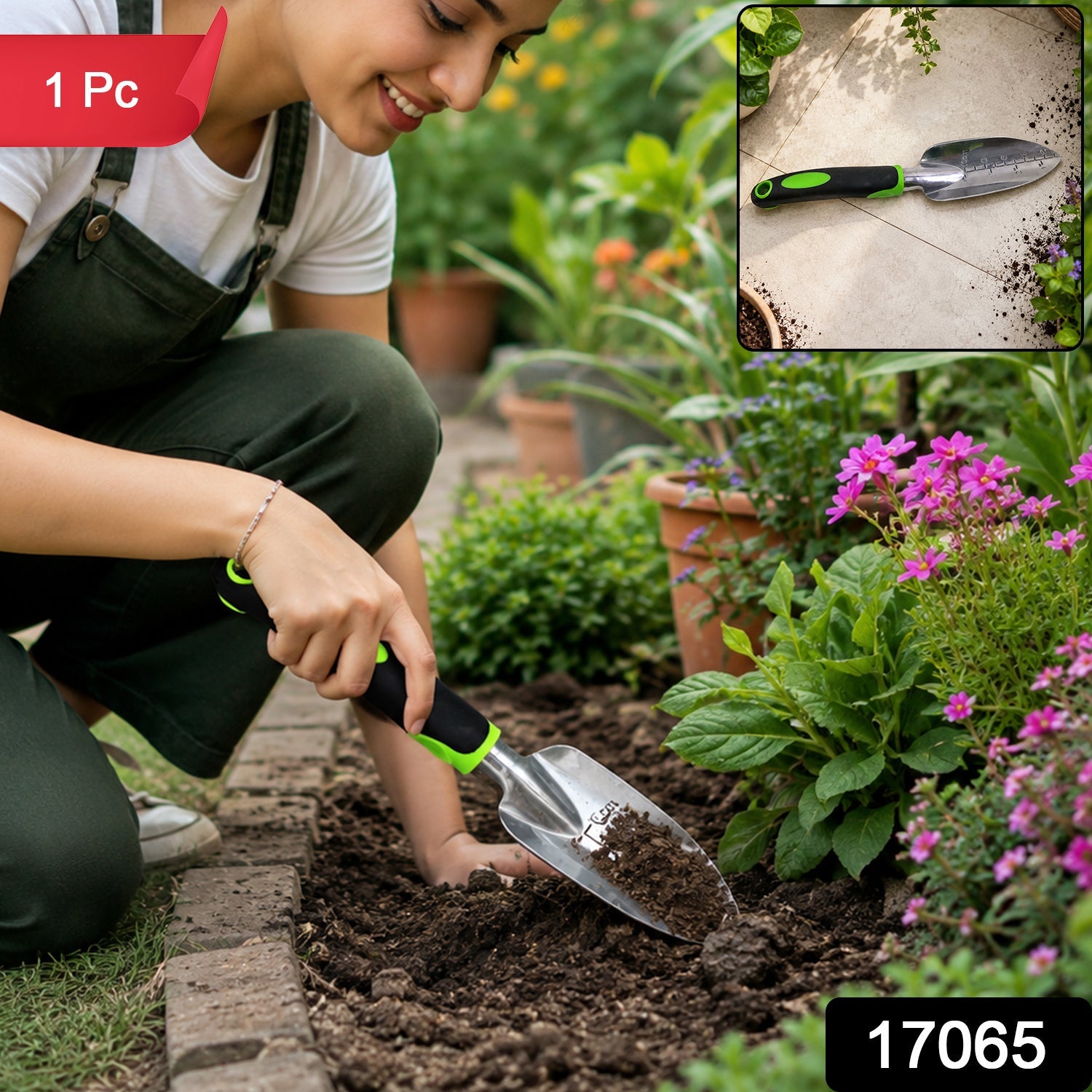 Stainless steel trowel for digging, planting and transplanting