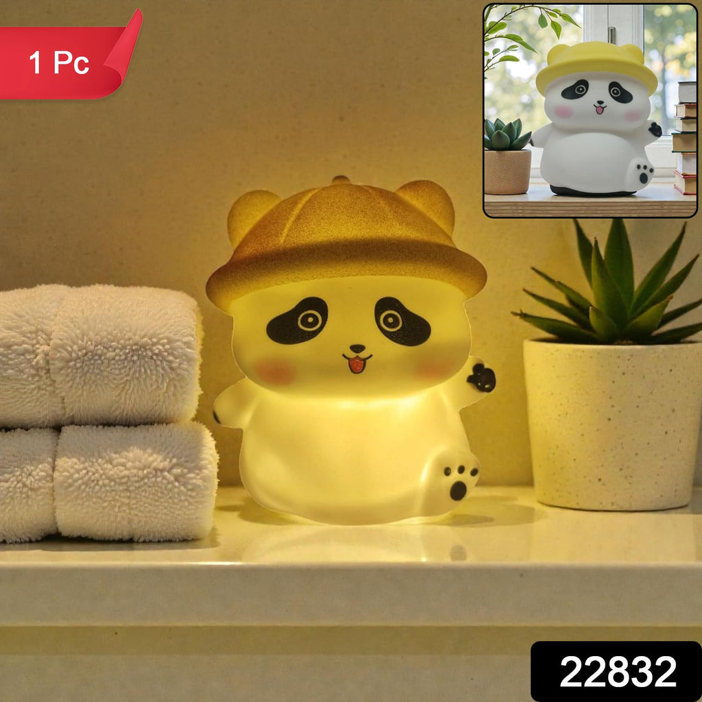 Panda in a hat silicone night lamp with soft LED glow for children