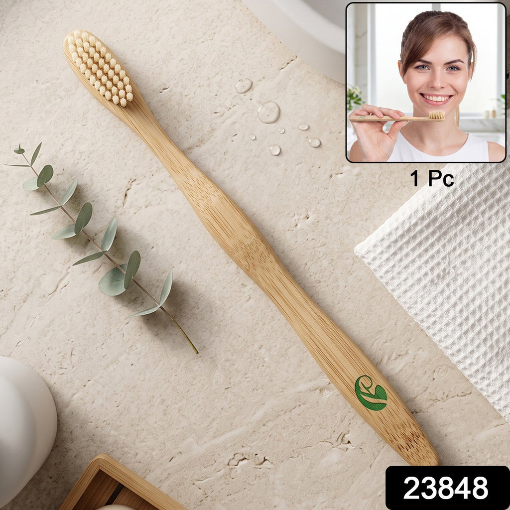 Soft Bamboo Toothbrush, Biodegradable Wooden Toothbrush with Natural Bristles (1 Pc)