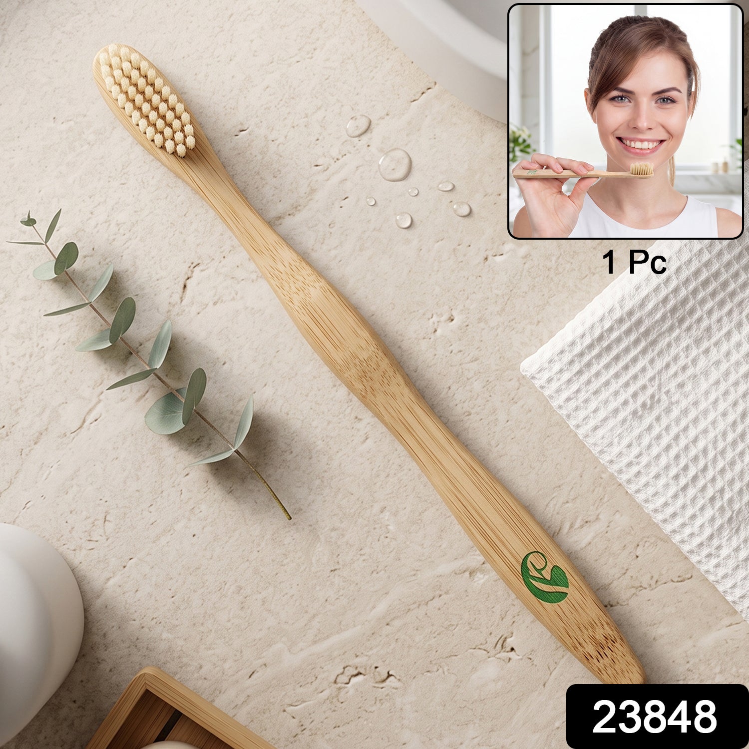 Soft Bamboo Toothbrush, Biodegradable Wooden Toothbrush with Natural Bristles (1 Pc)