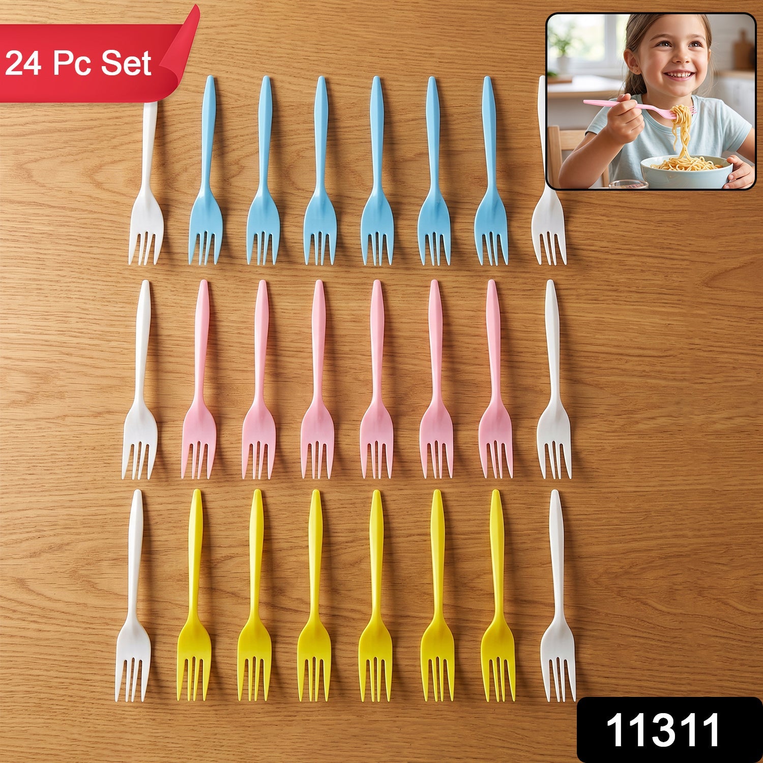 Reusable multicolour dinner forks