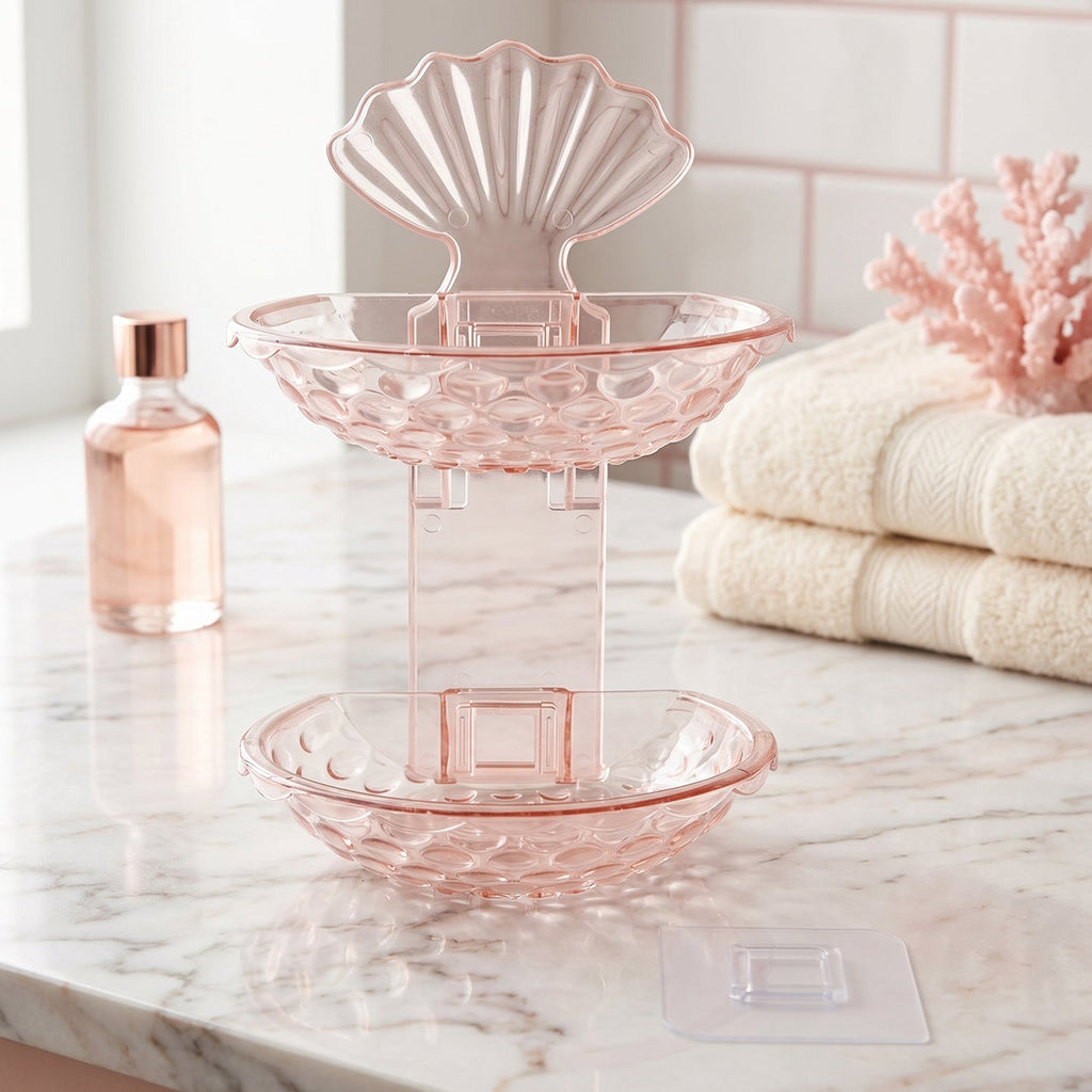 Wall mounted self adhesive soap holder with two tiers