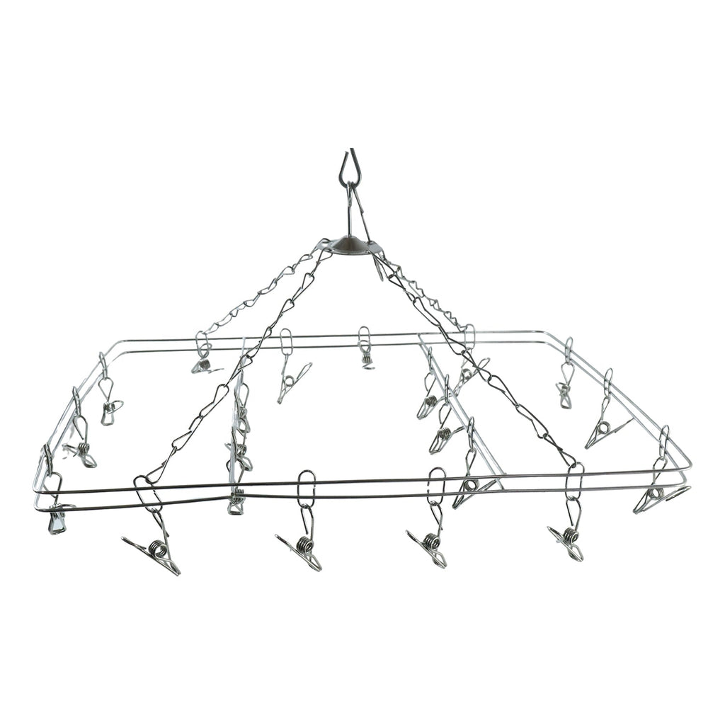 Square drying rack with clips for socks, gloves and towels