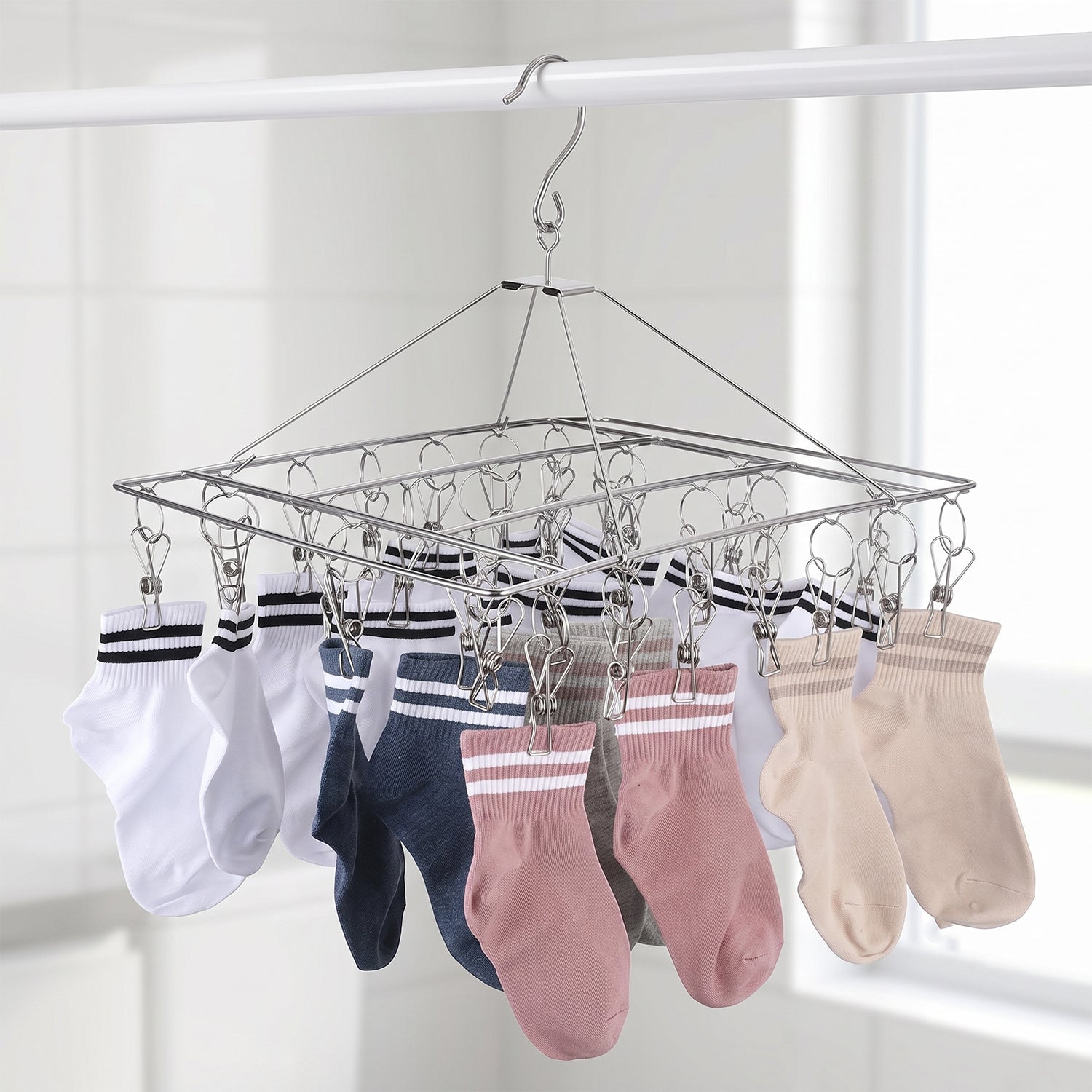 Durable stainless steel clip hanger for baby clothes and socks
