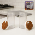 Airtight Kitchen Storage Jar Set with transparent body and wooden lids
