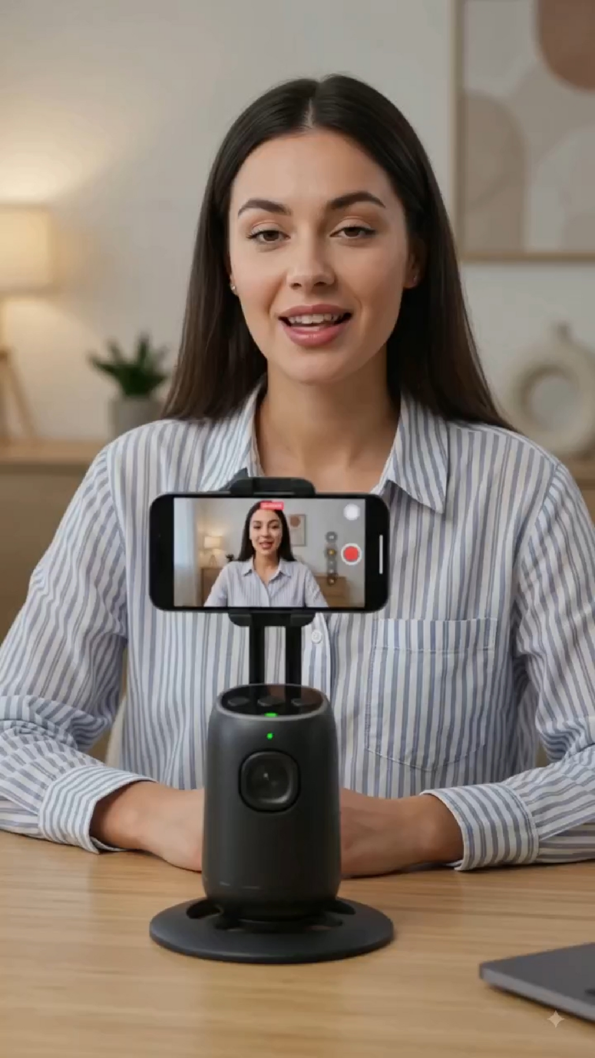 AI Face Tracking Mobile Holder – Hands-Free 360° Video Streaming