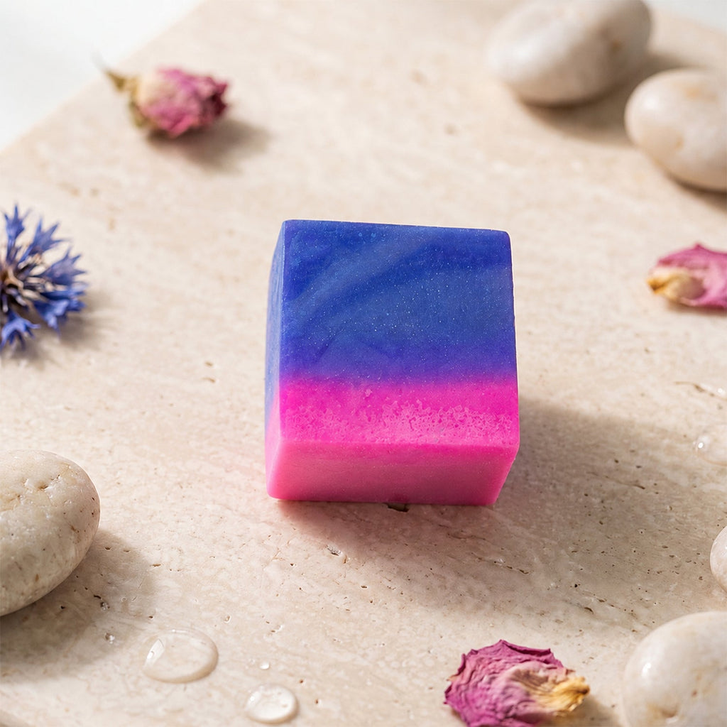 Flush tank cleaner tablet with effective dual colour cleaning action.