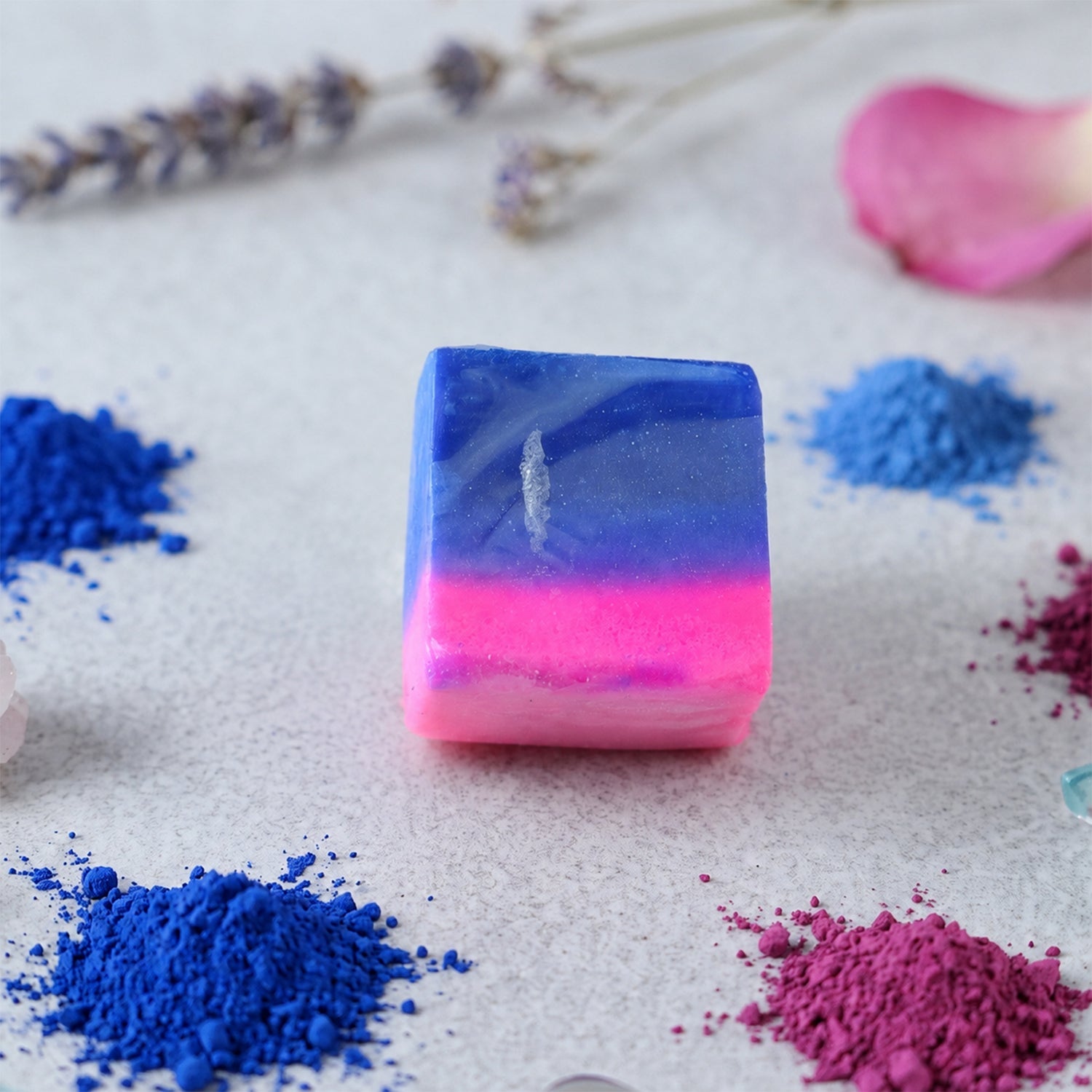 Dual colour cistern block for clean and scented toilet bowls.