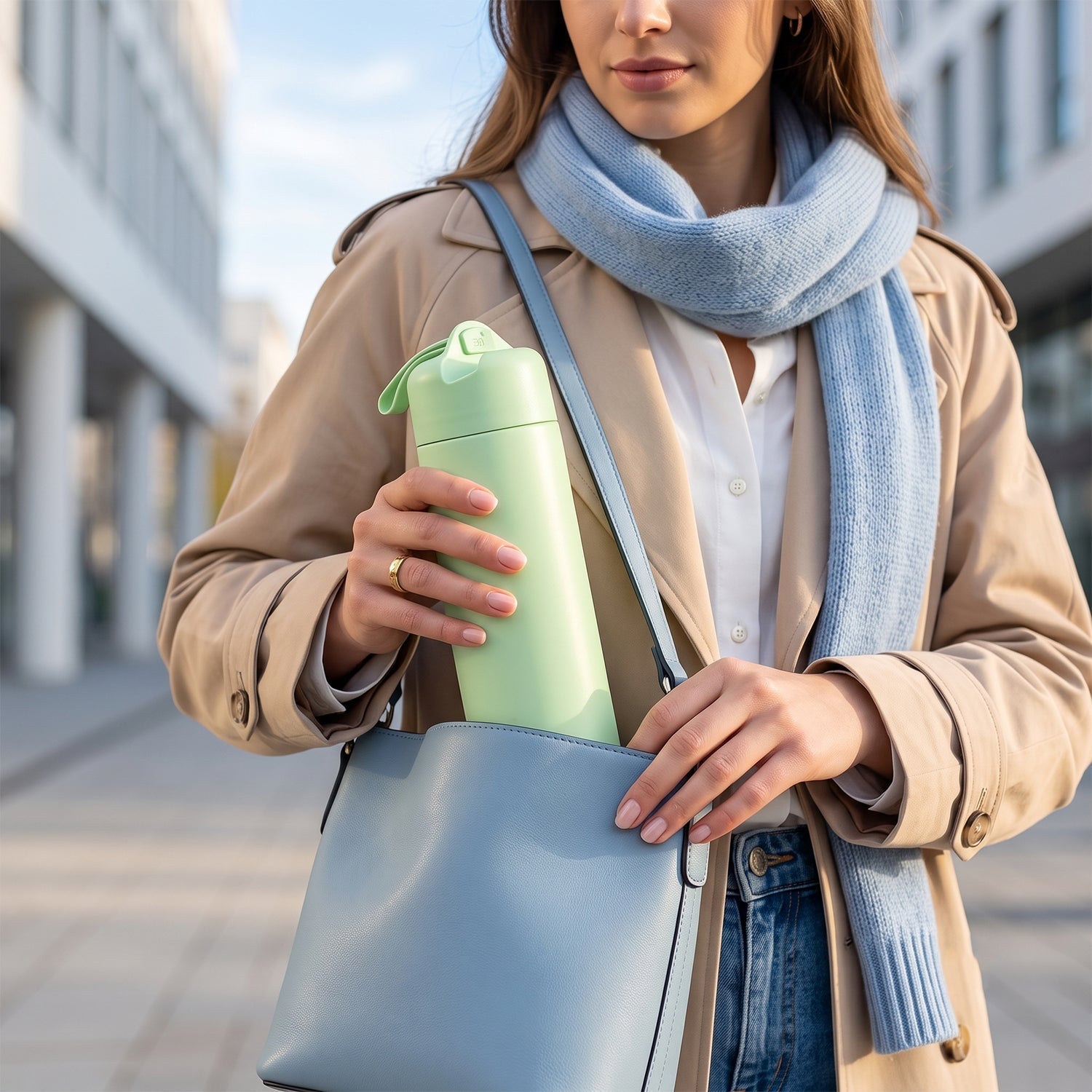 Glass travel bottle side view