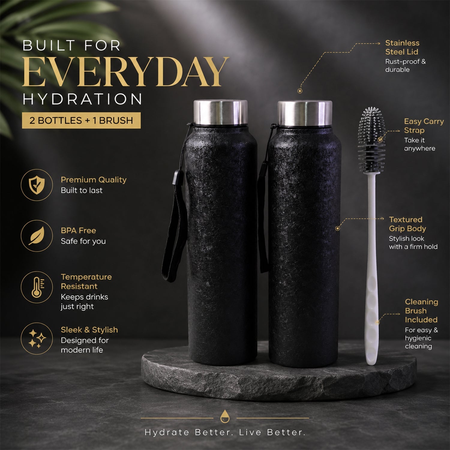 Features of stainless steel water bottle like leak-proof and temperature retention
