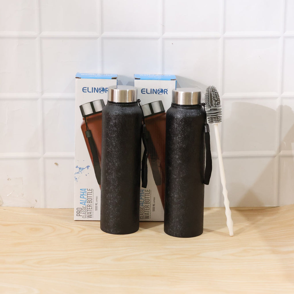Stainless steel water bottle in daily use setting