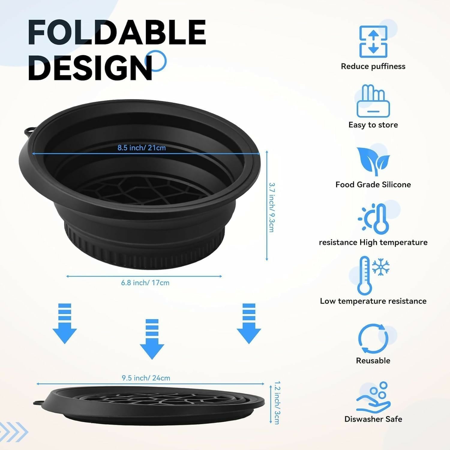 Specifications of Silicone Face Ice Bowl showing dimensions